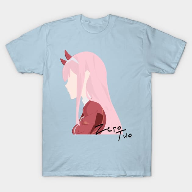 Darling in the Franxx//Zero Two - With Text T-Shirt by UberGhibli